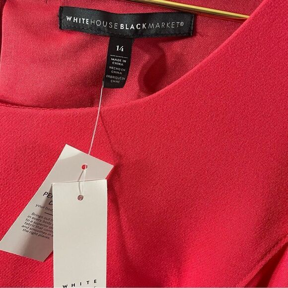 White House Black Market Body Perfecting Bright Red Sheath Dress Size 14 - Picture 9 of 9